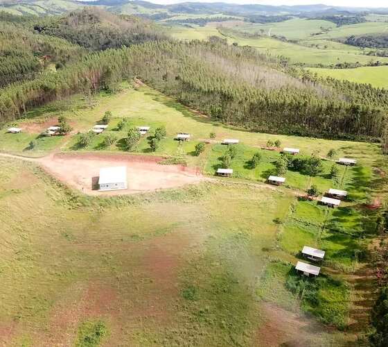 Vista aérea da Novagen, Fazenda Talisman, Itapira